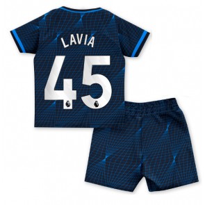 Chelsea Romeo Lavia #45 Replica Away Stadium Kit for Kids 2023-24 Short Sleeve (+ pants)